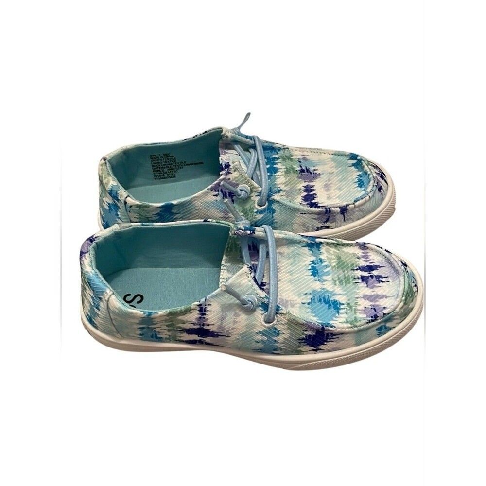 SO Girl's Size 1 "Ziti" Blue Aztec Tie-Dye Slip-On Sneakers CX-3873